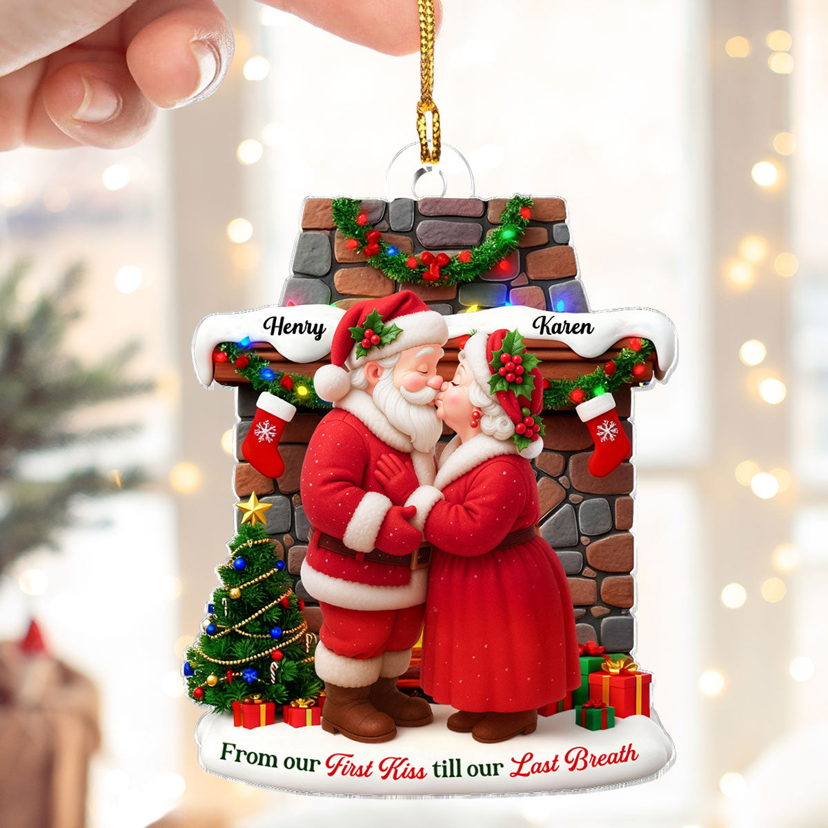 Santa Couple from Our 1st Kiss til Our Last Breath - Personalized Acrylic Ornament - Christmas Gift for him, Gift for her