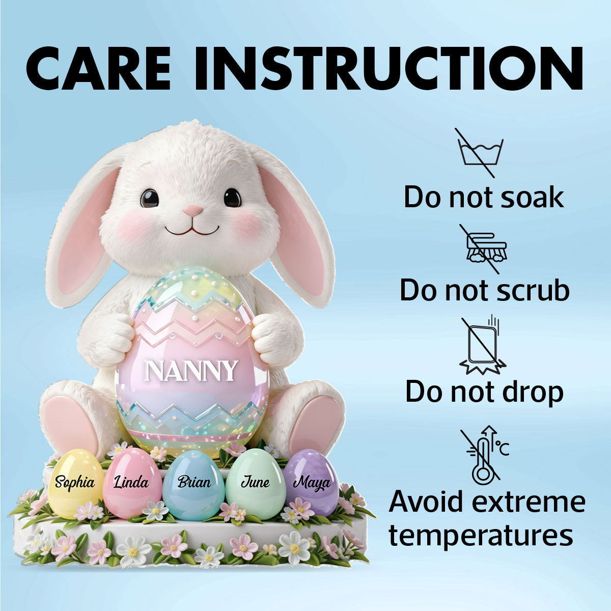 Bunny Nanny Easter - Personalised Acrylic Block Plaque - Easter Decor for Nanny, Grandmother