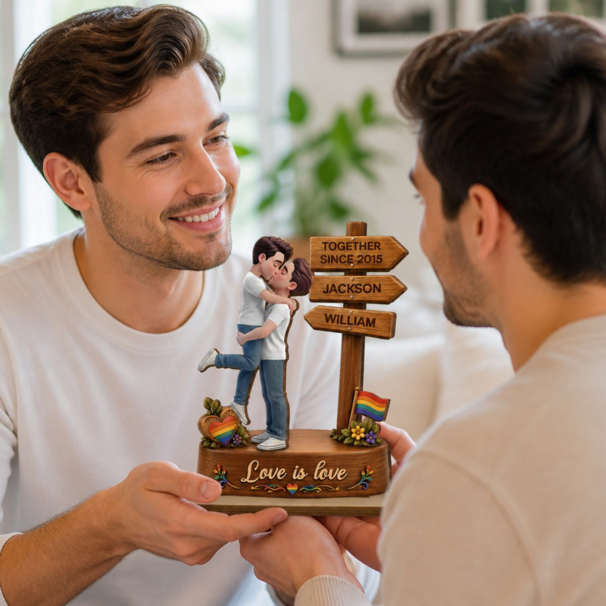 Endless Love LGBT+ Couple - Personalized 2-Layered Wooden Plaque - Gift For Couple, Happy Pride Month