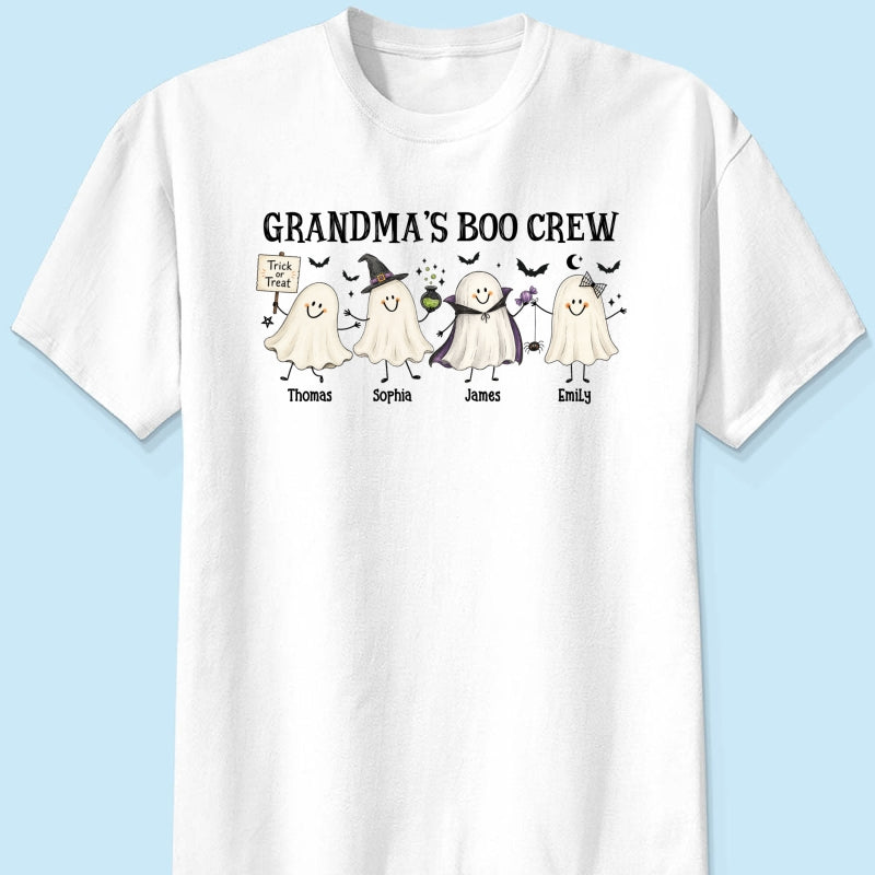 Grandma's Boo Crew Cute Doodle Ghosts - Personalized Shirt - Perfect Halloween Costume for Grandma