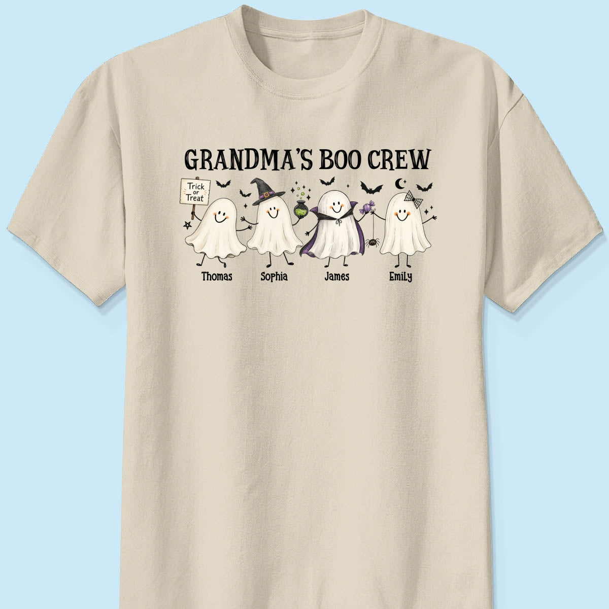 Grandma's Boo Crew Cute Doodle Ghosts - Personalized Shirt - Perfect Halloween Costume for Grandma
