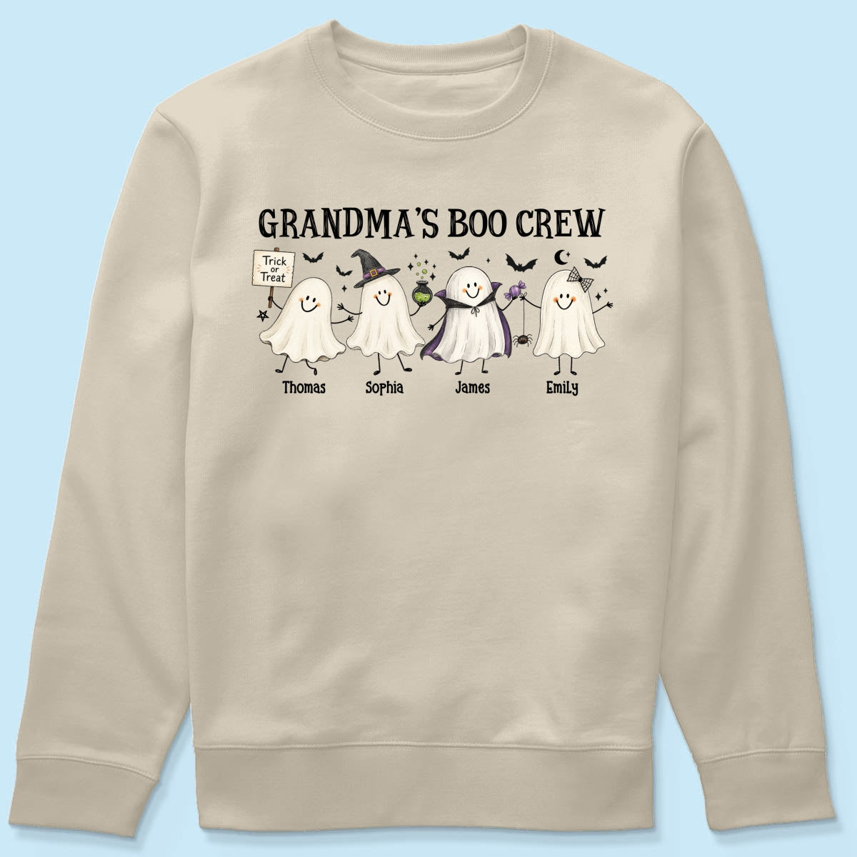 Grandma's Boo Crew Cute Doodle Ghosts - Personalized Shirt - Perfect Halloween Costume for Grandma