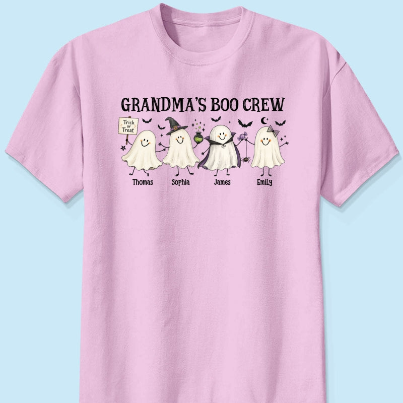 Grandma's Boo Crew Cute Doodle Ghosts - Personalized Shirt - Perfect Halloween Costume for Grandma