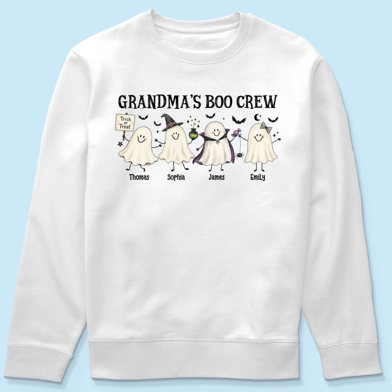 Grandma's Boo Crew Cute Doodle Ghosts - Personalized Shirt - Perfect Halloween Costume for Grandma