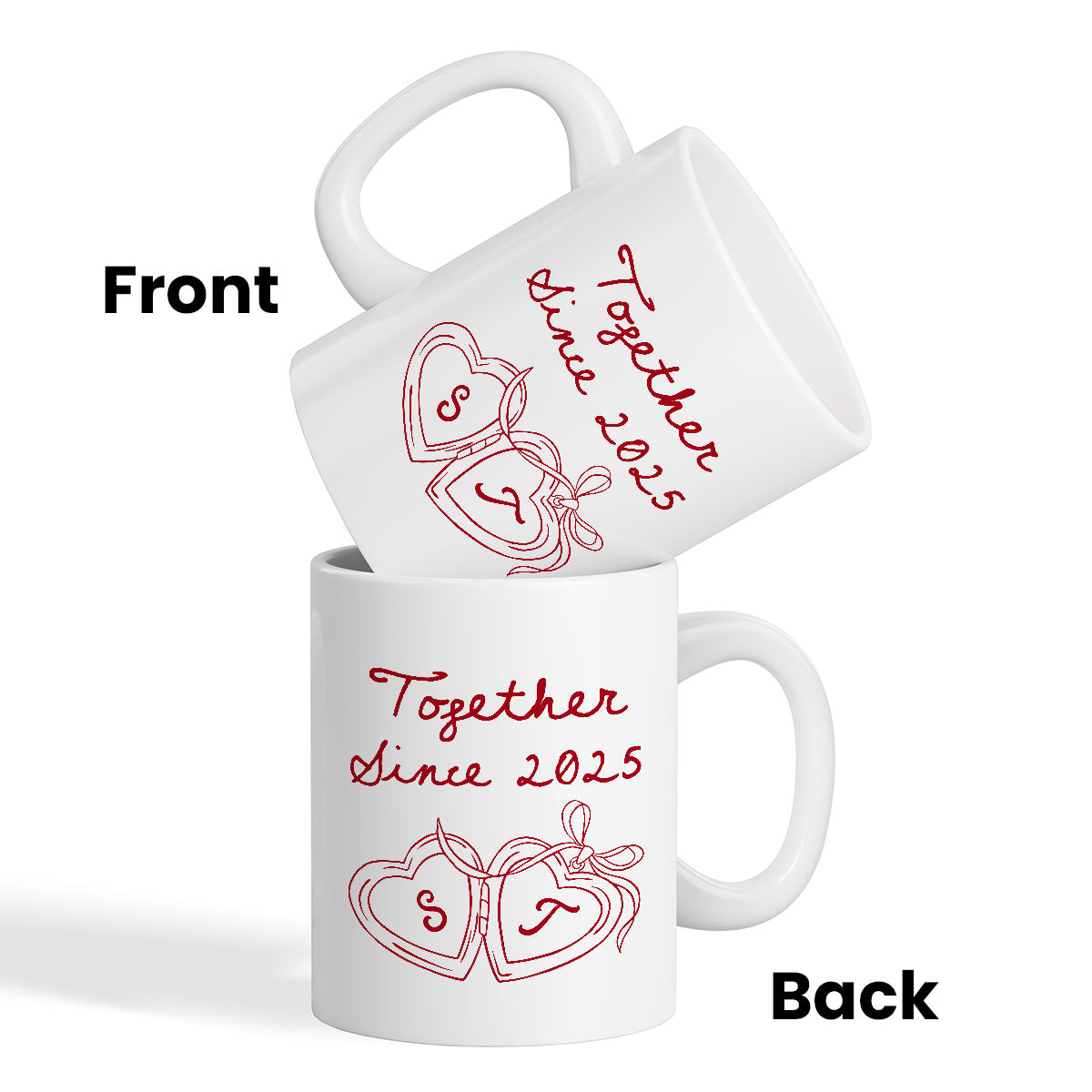 Cheers To Forever Couple Custom Heart Locket - Personalized Mug - Gift For Her, Gift For Him