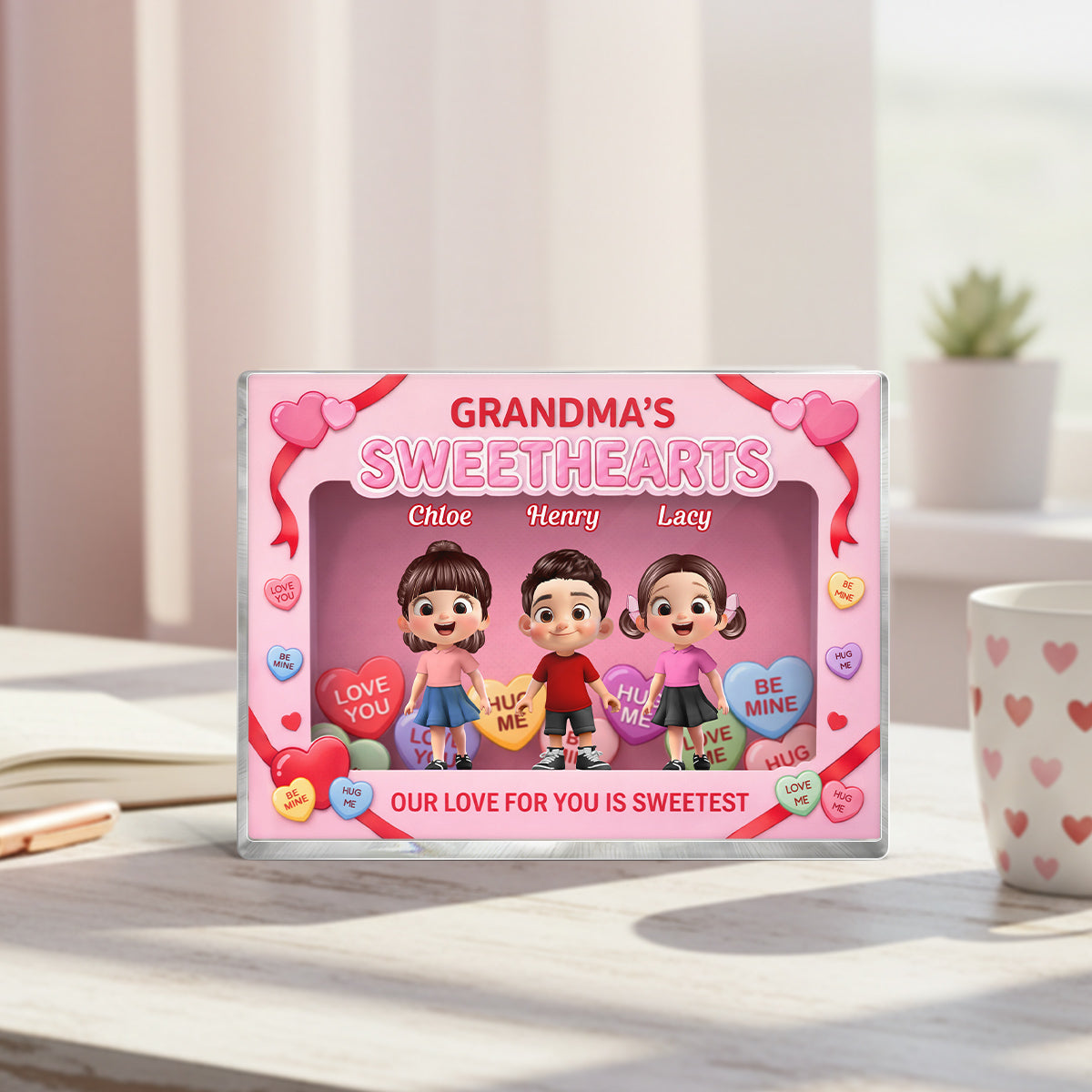 Grandma's Sweethearts Grandkids Toy Box Style 2D Flat - Personalized Acrylic Block Plaque