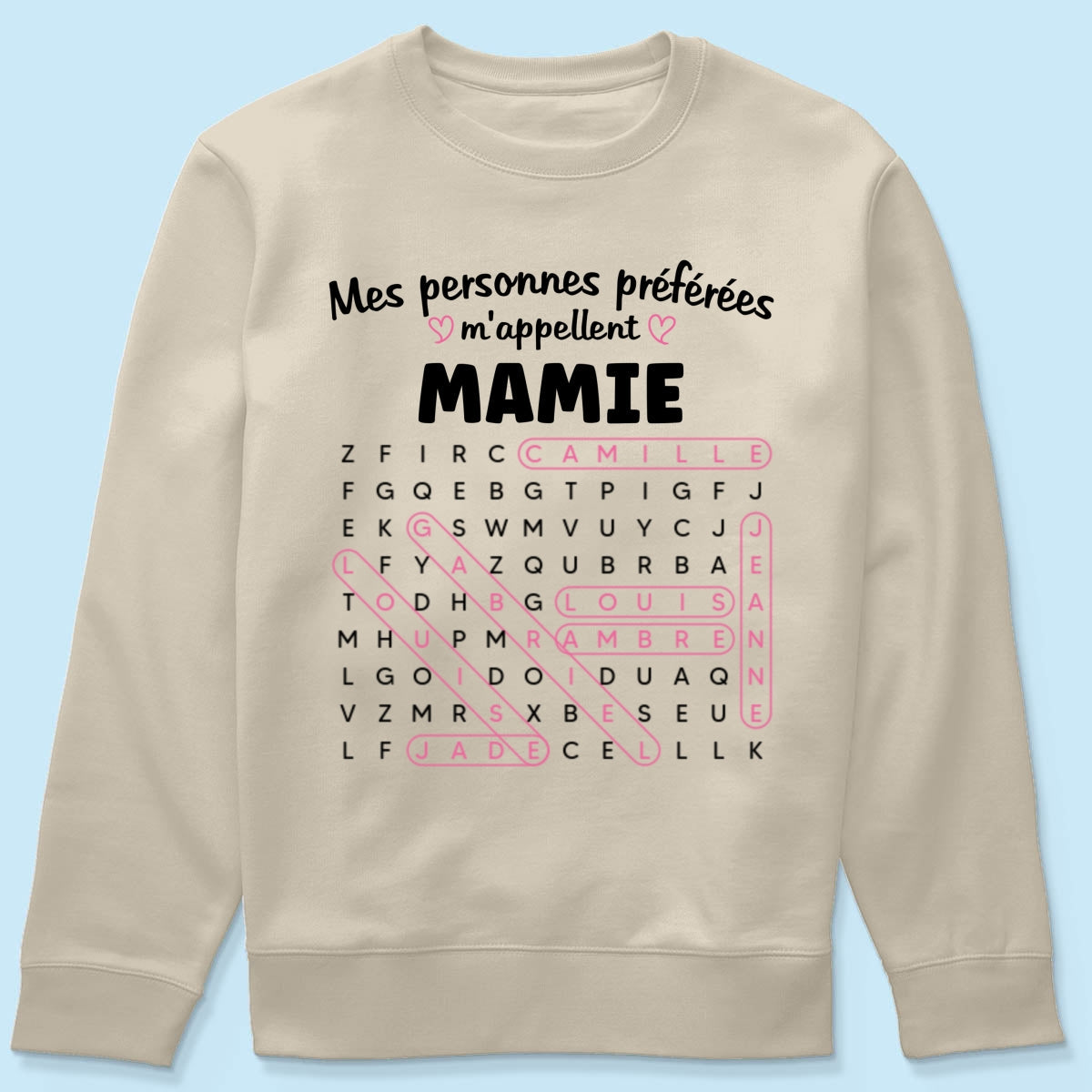 T-shirt Personnalisé Mots Fléchés - Mes personnes préférées m'appellent Mamie - Cadeau pour Grand-Mère
