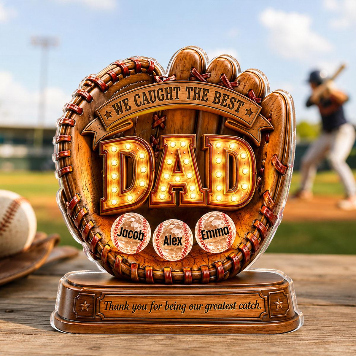 Great Baseball Dad - Personalized Acrylic Block Plaque -  Gift for Dad, Husband