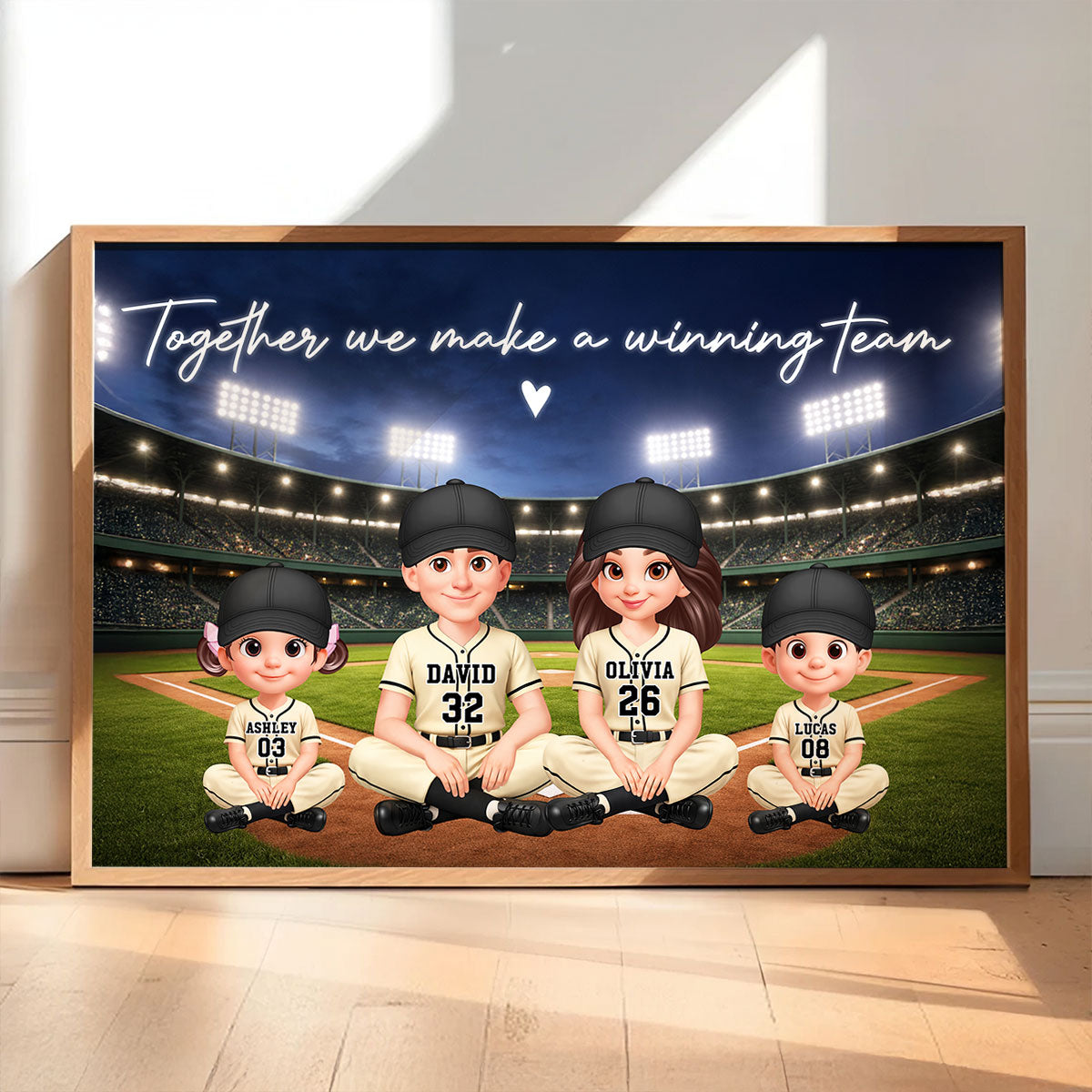 Together We Make A Winning Team Baseball Family - Personalized Poster - Heartfelt Gift For Dad, Gift For Family