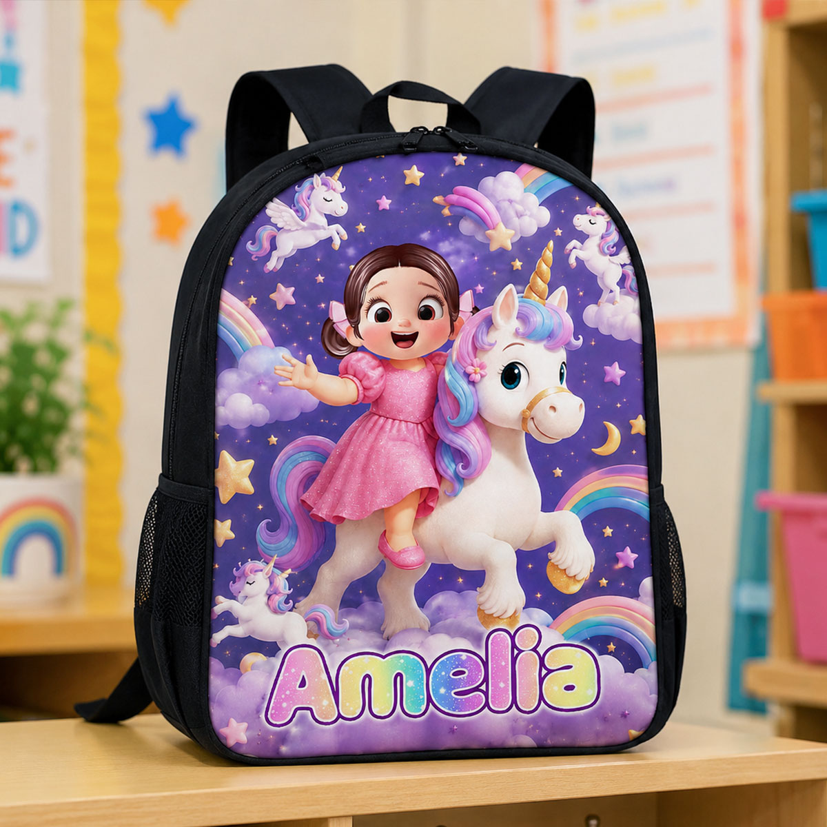 Unicorn Trendy Design for Girls - Personalized Backpack - Back to School Gift for Daughter, Granddaughter