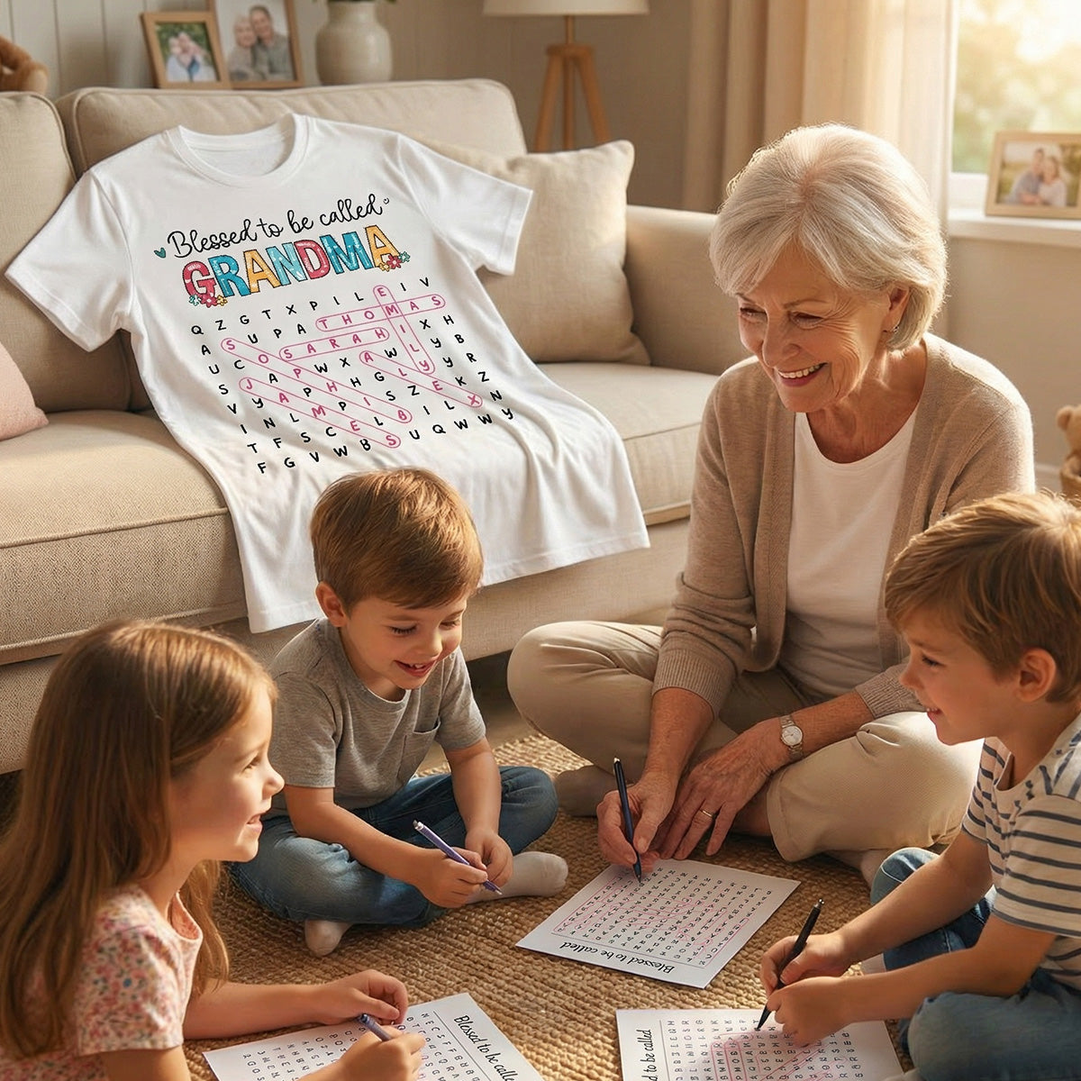 Blessed To Be Called Grandma Word Search Puzzle - Personalized Shirt - Mother's Day Gift For Grandma Mom