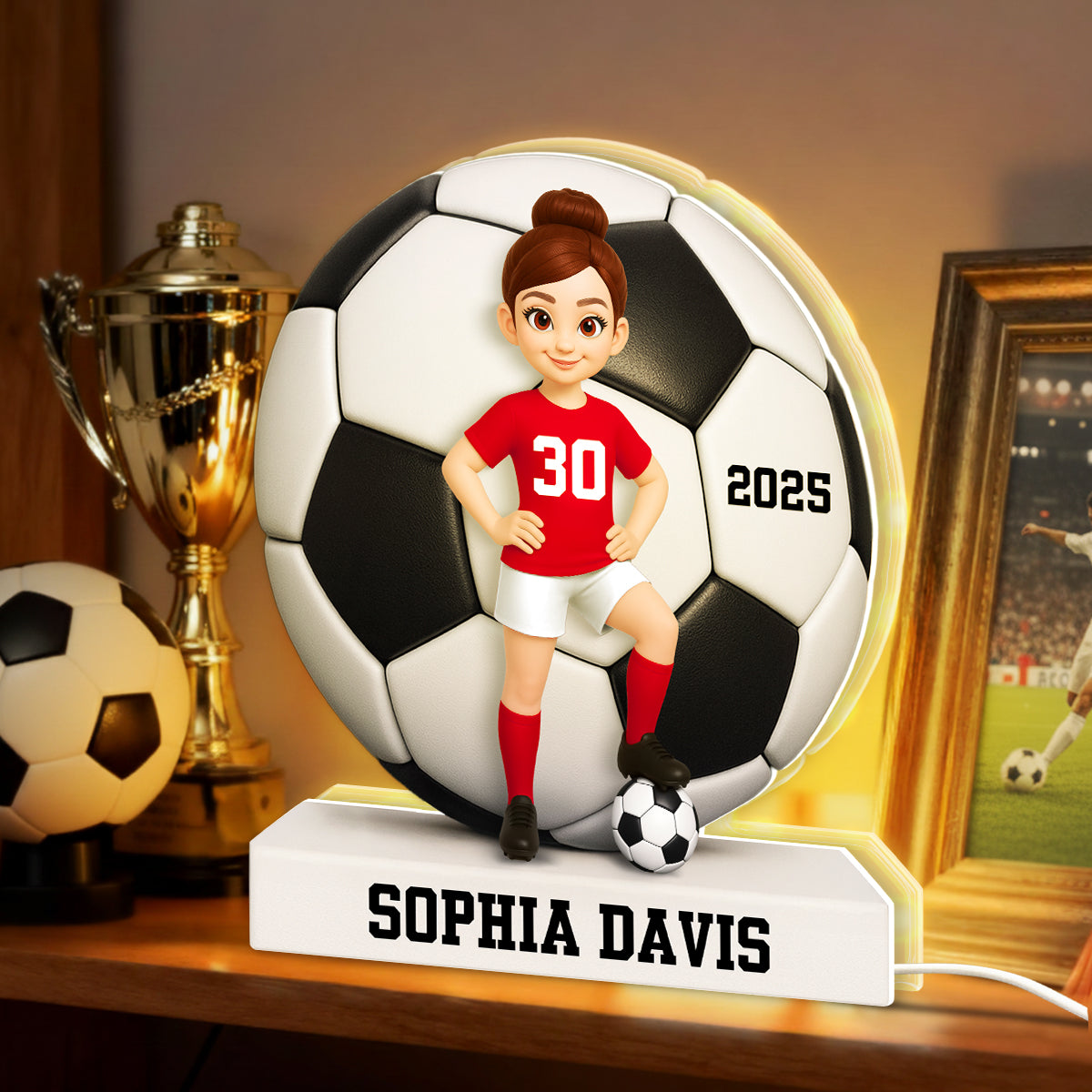 Soccer Boy Girl 3D Effect - Personalized Light Box - Christmas Gift for Teen Boy Girl Daughter Son
