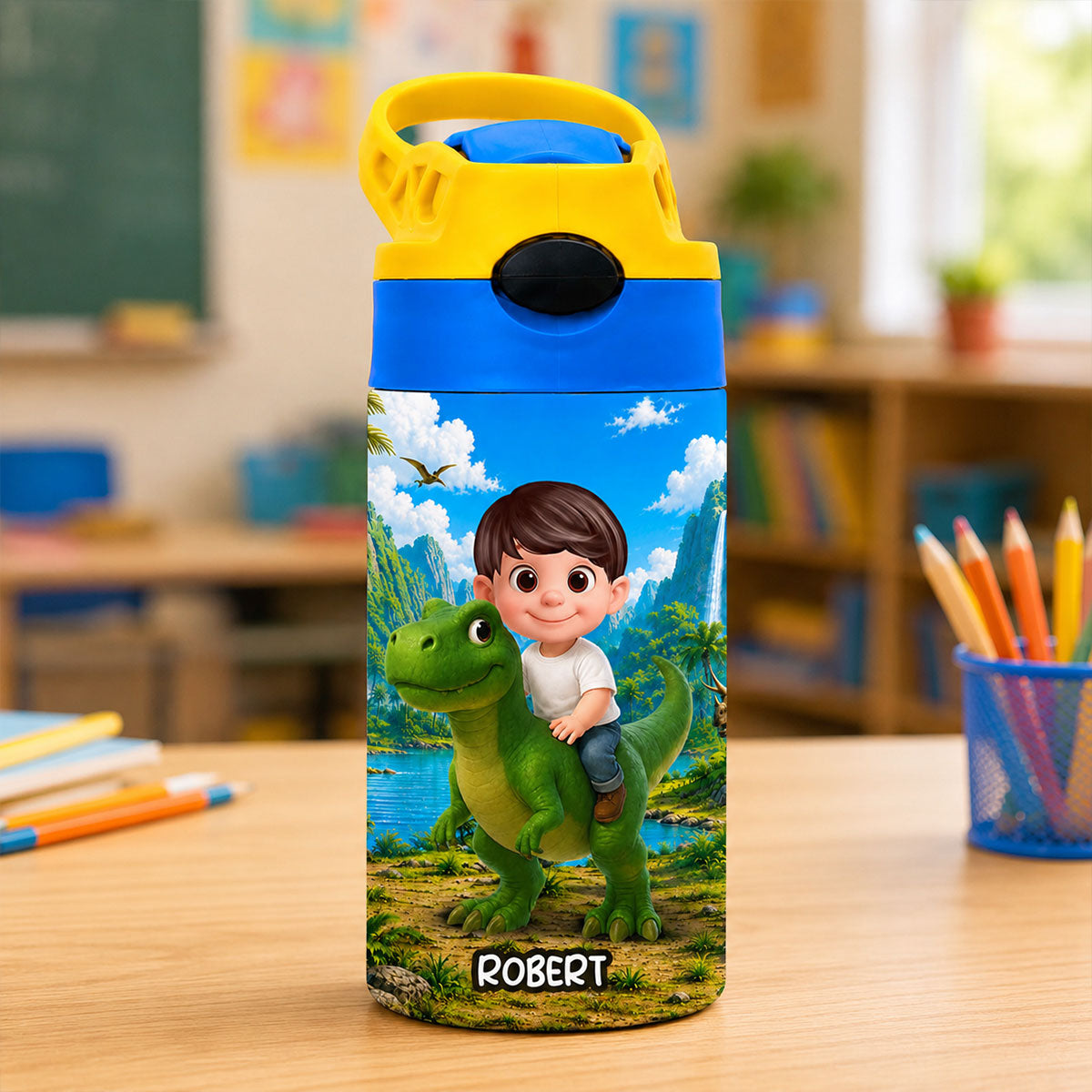 Dinosaur Adventure for Boys Girls - Personalized Kid Water Bottle - Back to School Gift for Kids
