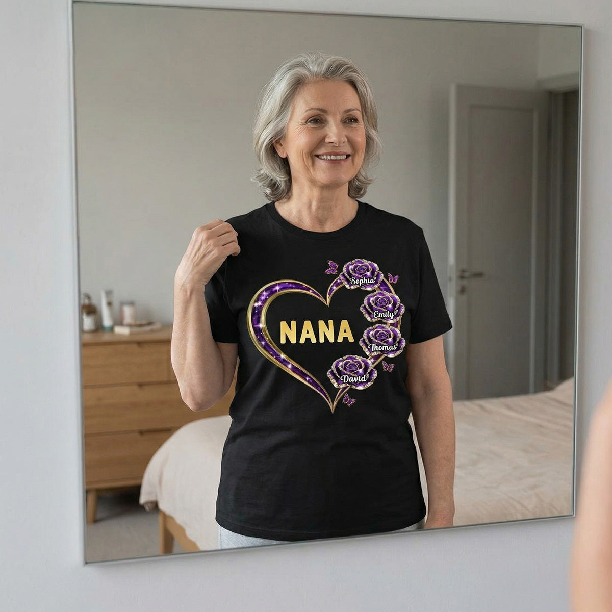 Grandma Rose Heart Custom Kids Names - Personalized Shirt - Gift For Grandma, Mom