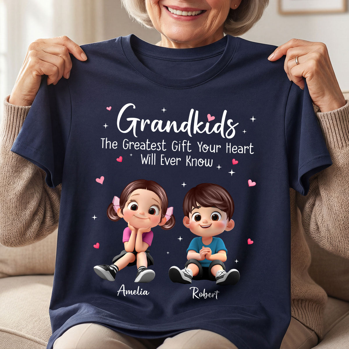The Greatest Gift You Ever Know Cute Cartoon Kids - Personalized Shirt - Gift For Grandma