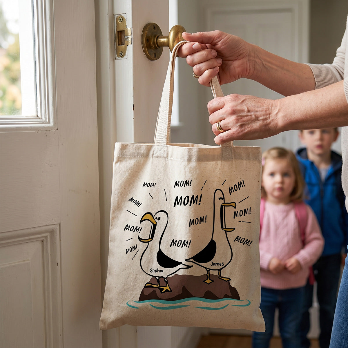Seagull Mom Mom Mom - Personalized Tote Bag - Funny Mother's Day Gift For Mom