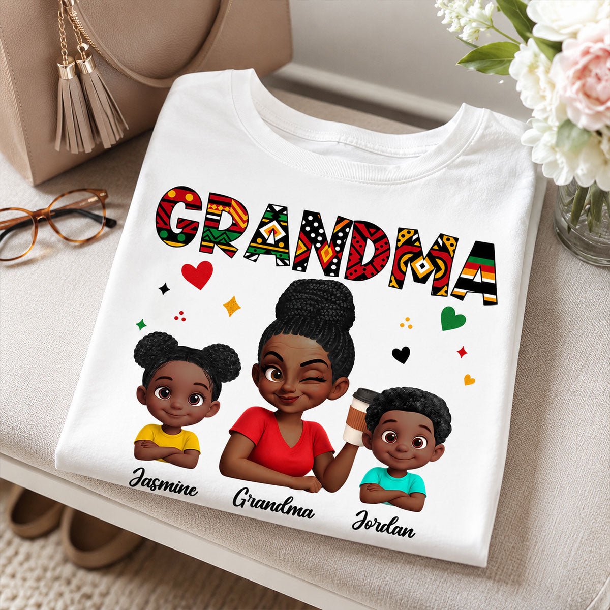 Tribal Pattern Grandma Grandkids Love - Personalized Shirt - Gift For Grandma
