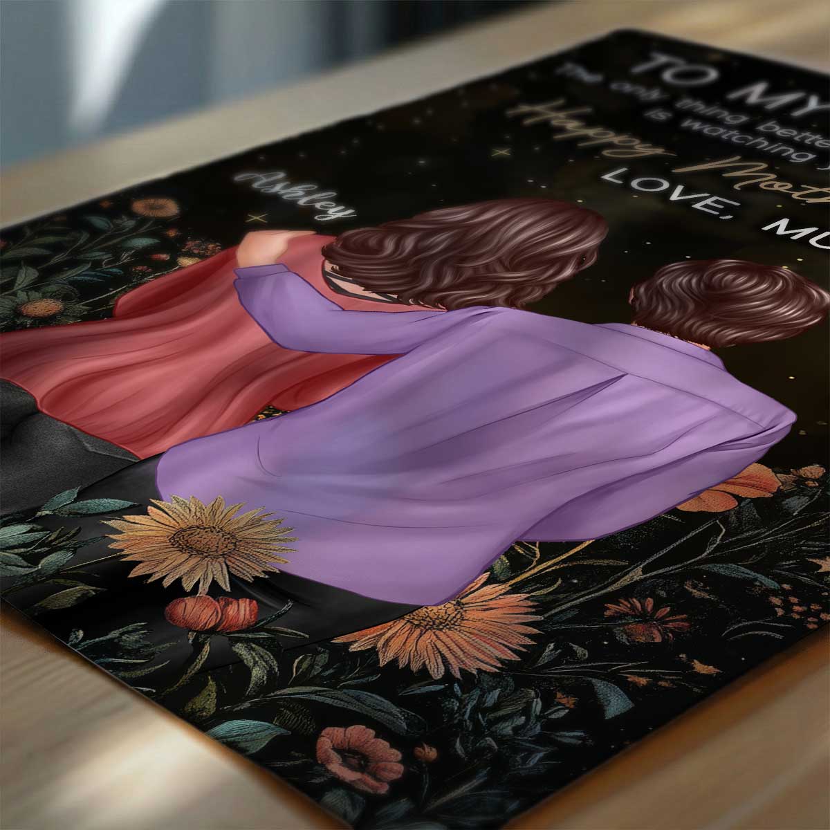 To My Daughter From Mum Happy Mother's Day Golden Vintage Floral - Personalised Poster - Mother's Day