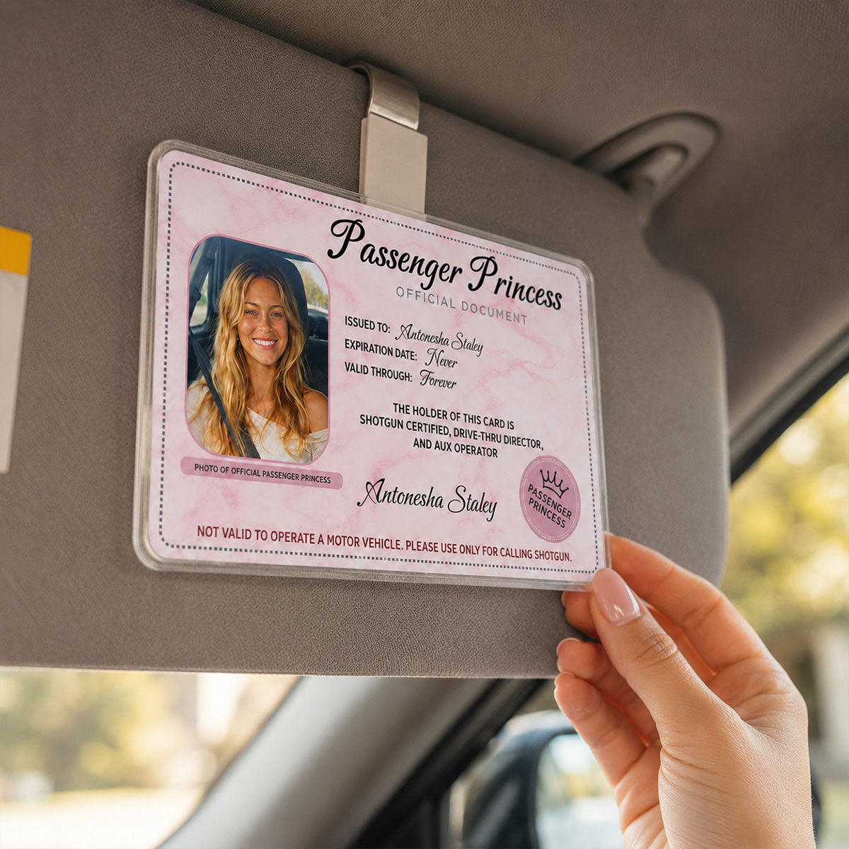 Passenger Princess Custom Photo - Personalized Car Visor - Car Accessories Owner Gift for Couple, Boyfriend, Girlfriend, Husband, Wife