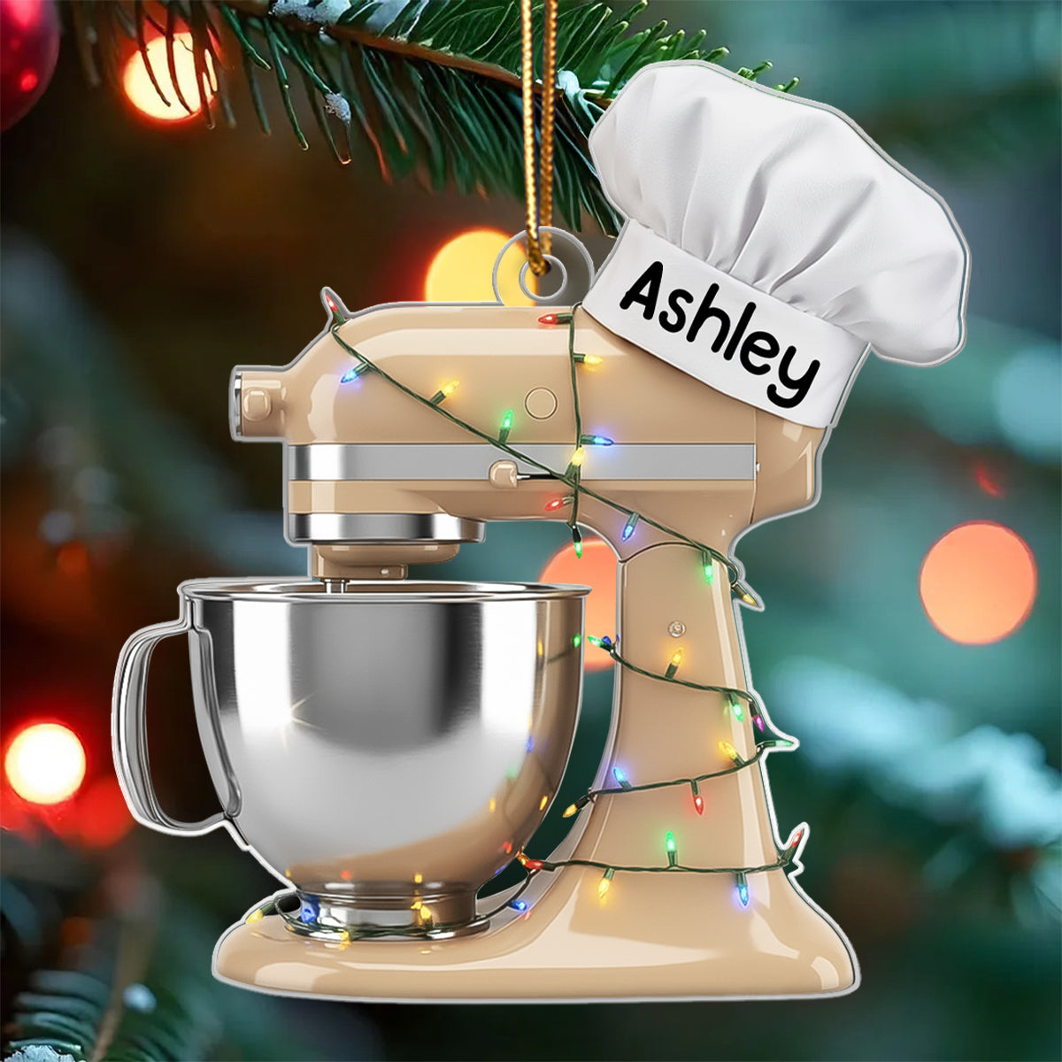 Baking Mixer Lights Christmas - Personalized Acrylic Ornament - Christmas Gift for Bakers
