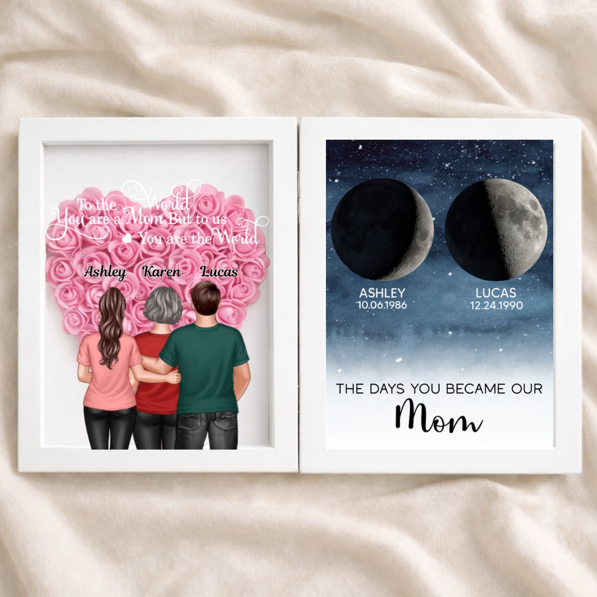 To Us You Are The World Mom - Personalized Flower Shadow Box - Heartfelt Gift For Mom