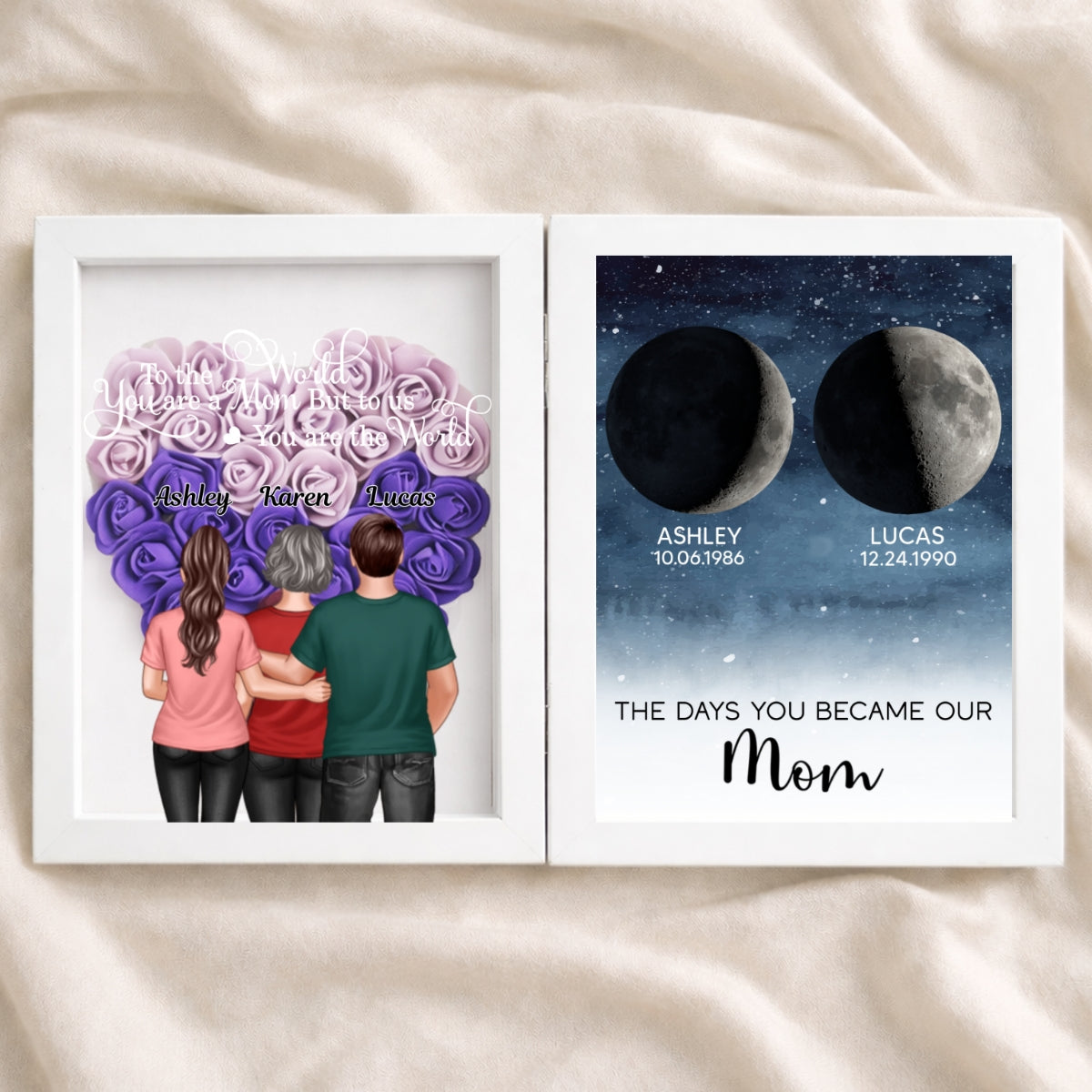 To Us You Are The World Mom - Personalized Flower Shadow Box - Heartfelt Gift For Mom