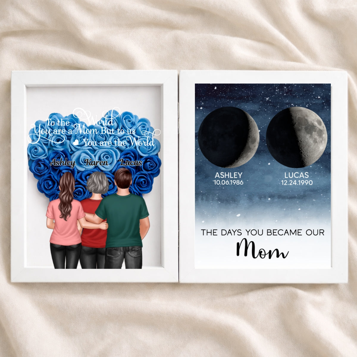 To Us You Are The World Mom - Personalized Flower Shadow Box - Heartfelt Gift For Mom