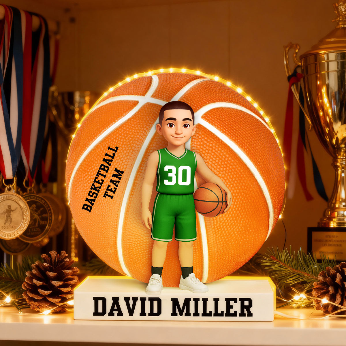 Basketball Boy Girl 3D Effect - Personalized Light Box - Christmas Gift for Teen Boy Girl Daughter Son