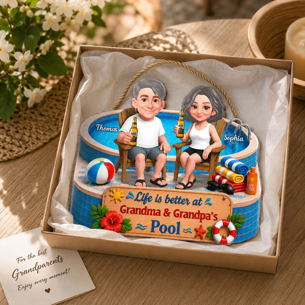 Life Is Better At Grandma Grandpa Pool 2D Flat - Personalized Wood Sign