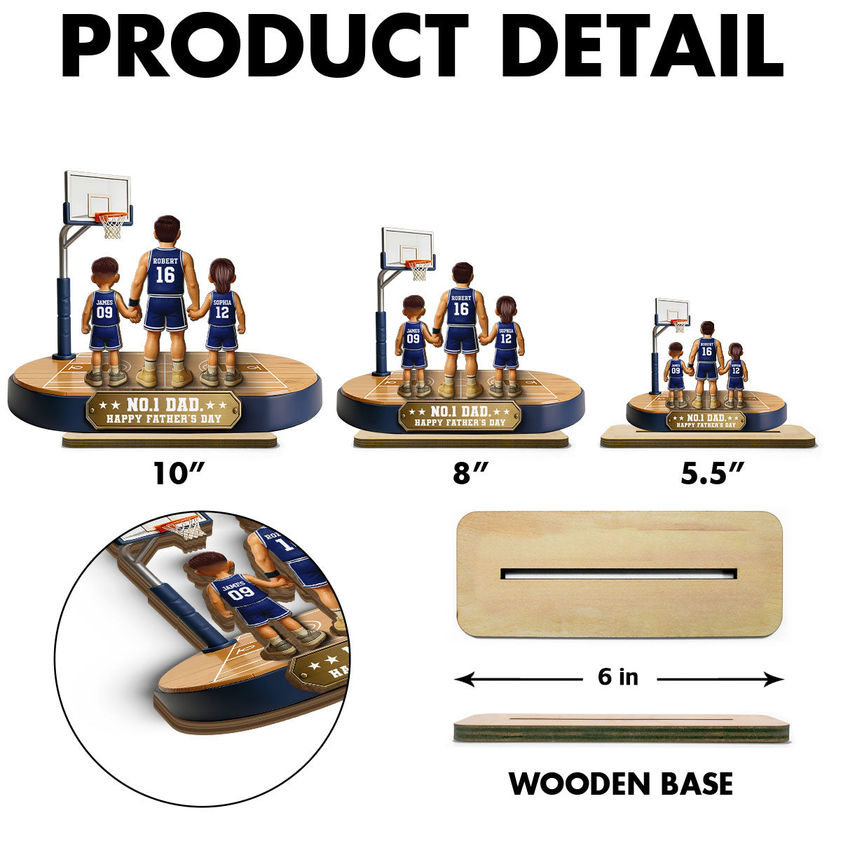 Daddy's Basketball Dream Team - Personalized 2-Layered Wooden Plaque -  Gift For Basketball Dad