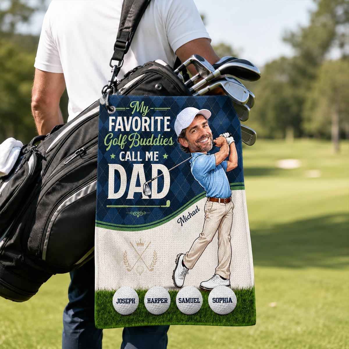 My Favorite Golf Buddies Call Me Dad Grandpa Custom Photo - Personalized Golf Towel - Father's Day Gift For Golfers, Husband, Dad, Grandpa