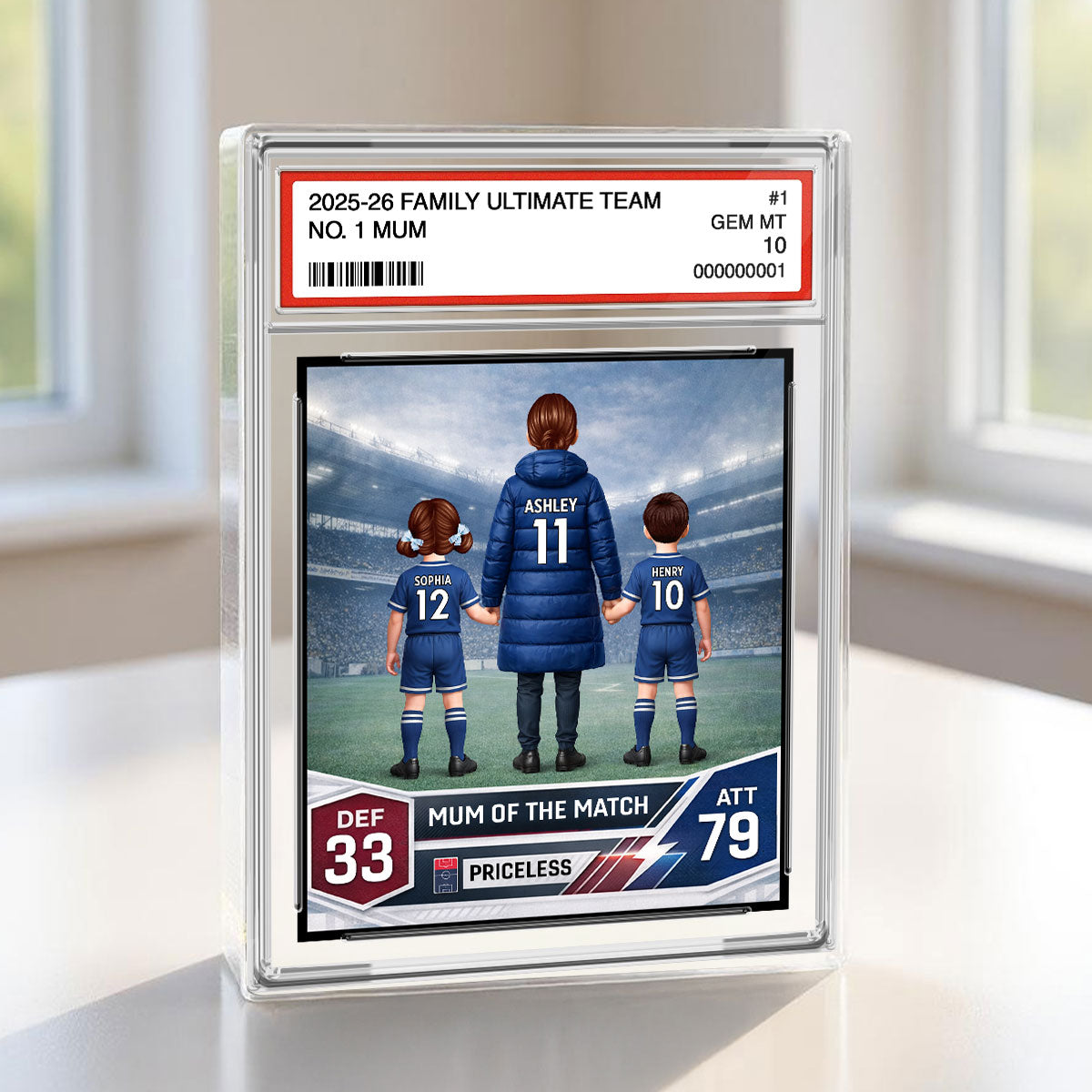 Football Mum Trading Card Style - Personalised Acrylic Block Plaque - Gift For Football Mum