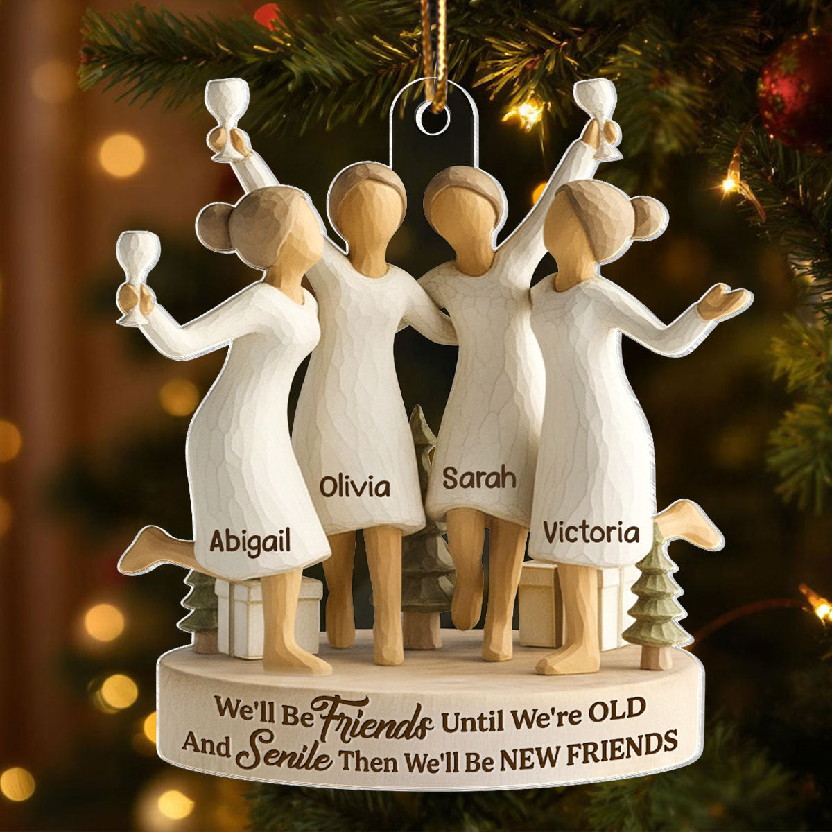 Friends Until Old and Senile - Personalized Acrylic Ornament - Christmas Gift for Best Friends