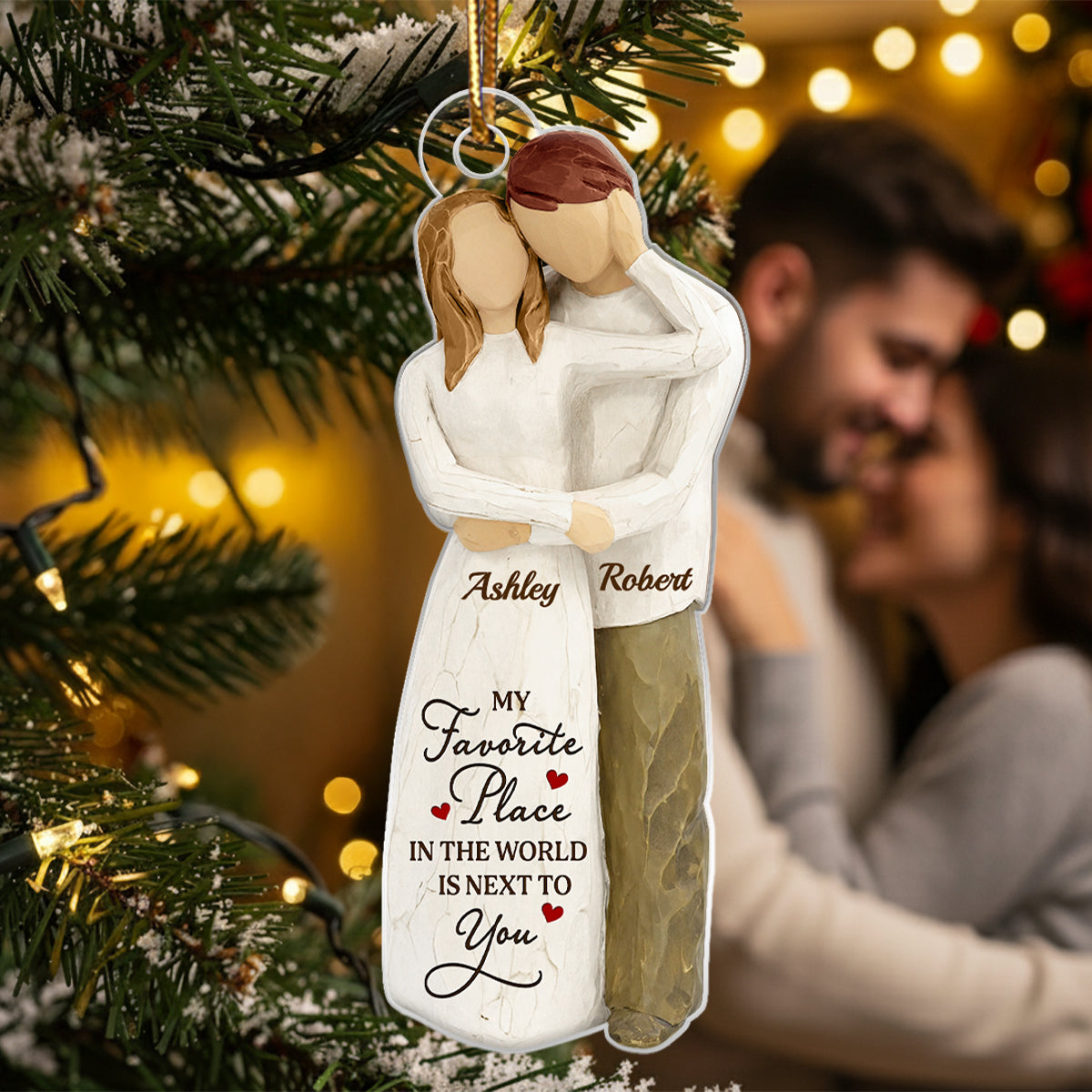 I Want To Grow Old With You Wooden Figurine - Personalized Acrylic Ornament - Heartwarming Christmas Gift For Him, For Her, For Couple