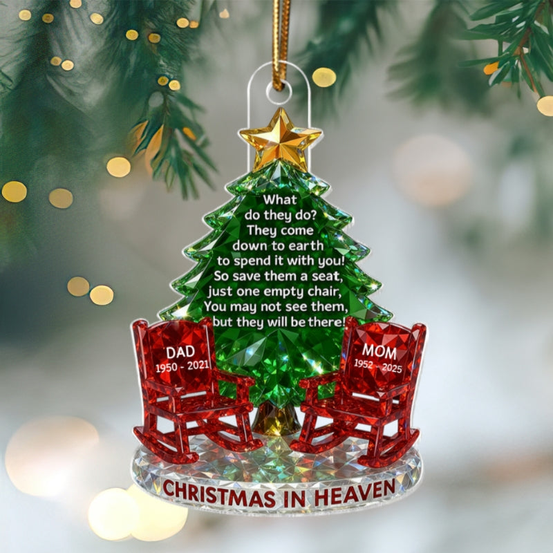 3D Crystal Effect Christmas In Heaven Memorial - Personalized Acrylic Ornament - Remembrance Gift, Sympathy Gift