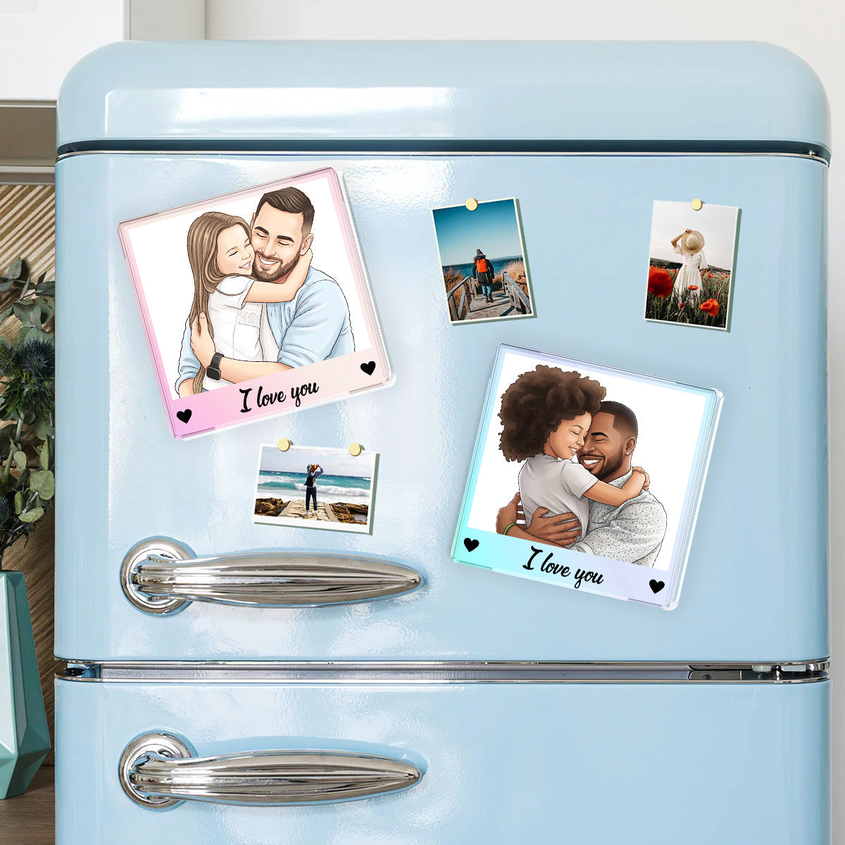 Custom Portrait from Photo - Personalized Acrylic Fridge Magnet - Father's Day Gift for Dad, Husband