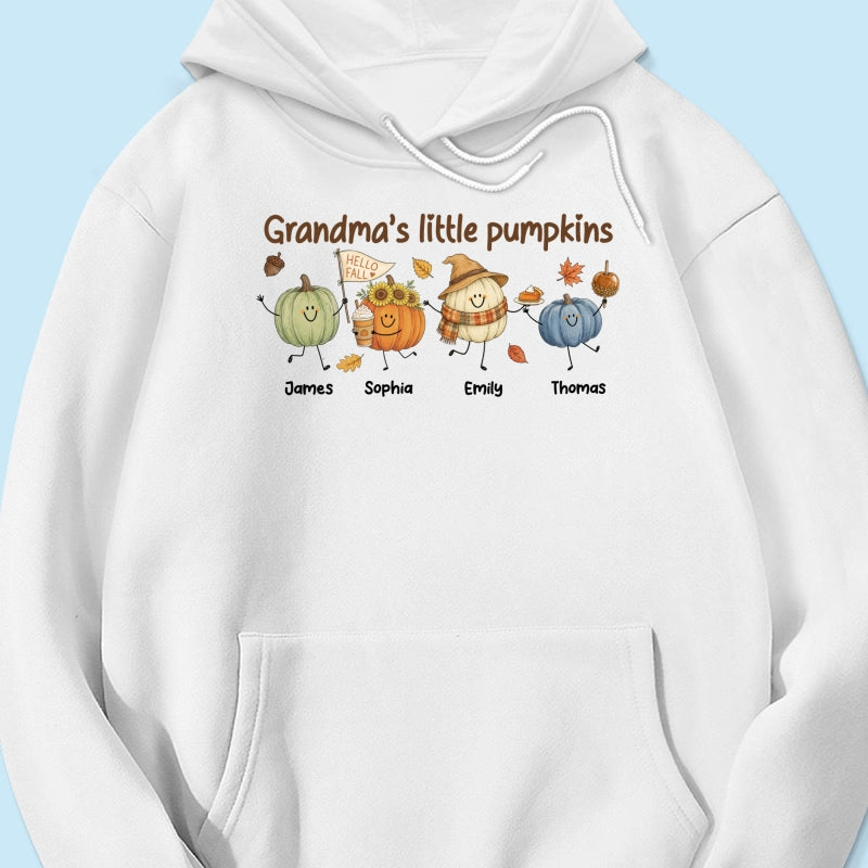 Grandma's Little Pumpkins Cute Characters - Personalized Shirt - Fall Season Shirt For Grandma, Mom
