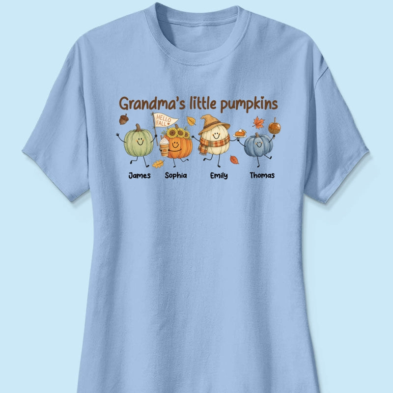 Grandma's Little Pumpkins Cute Characters - Personalized Shirt - Fall Season Shirt For Grandma, Mom
