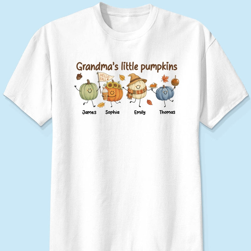 Grandma's Little Pumpkins Cute Characters - Personalized Shirt - Fall Season Shirt For Grandma, Mom