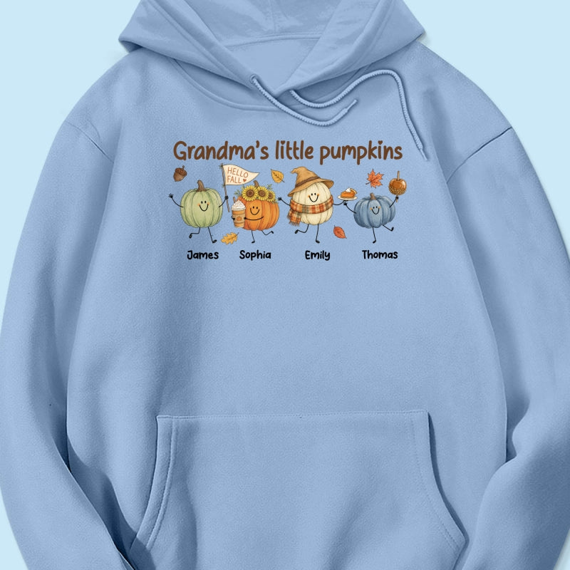 Grandma's Little Pumpkins Cute Characters - Personalized Shirt - Fall Season Shirt For Grandma, Mom