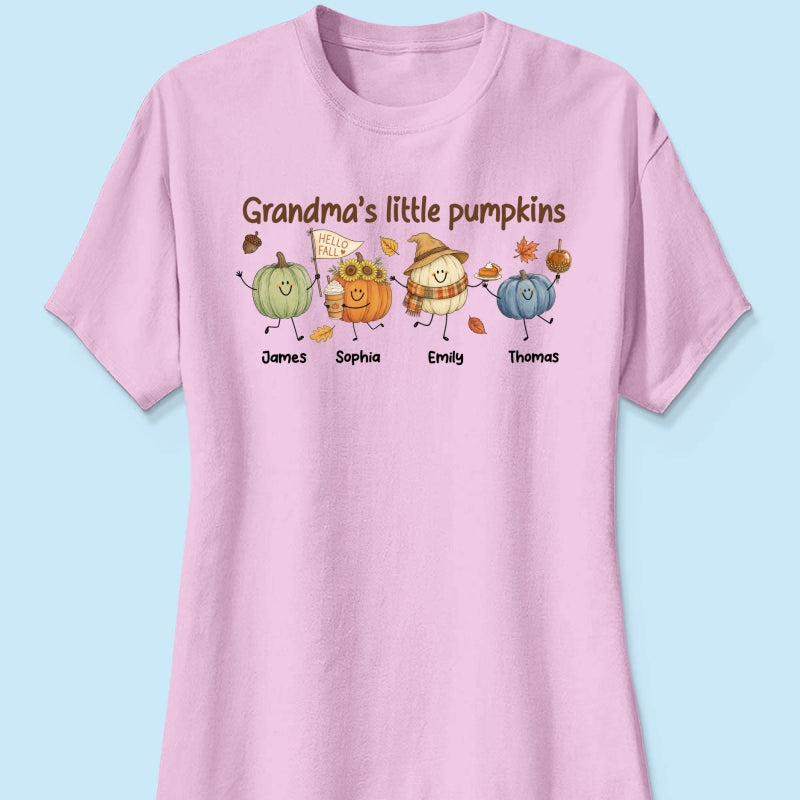 Grandma's Little Pumpkins Cute Characters - Personalized Shirt - Fall Season Shirt For Grandma, Mom