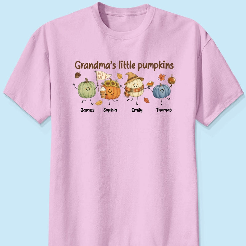 Grandma's Little Pumpkins Cute Characters - Personalized Shirt - Fall Season Shirt For Grandma, Mom