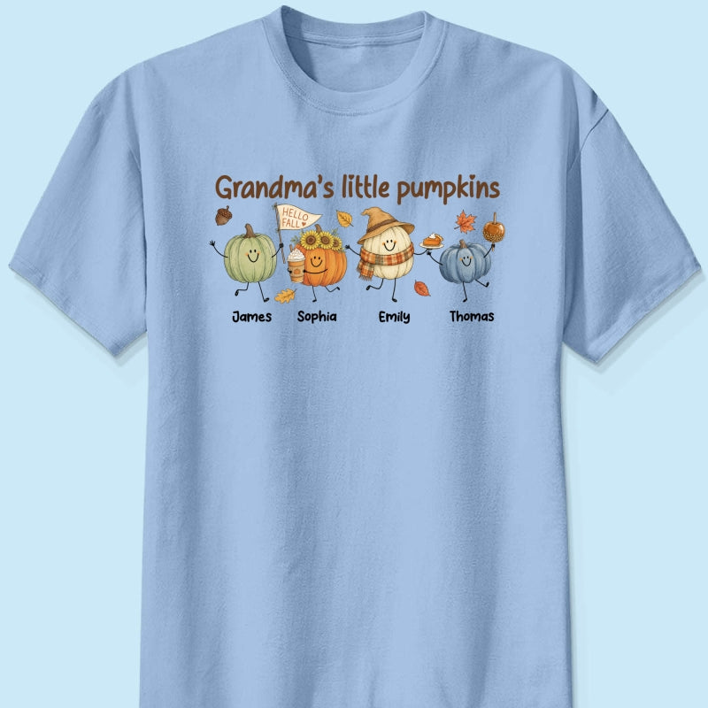 Grandma's Little Pumpkins Cute Characters - Personalized Shirt - Fall Season Shirt For Grandma, Mom