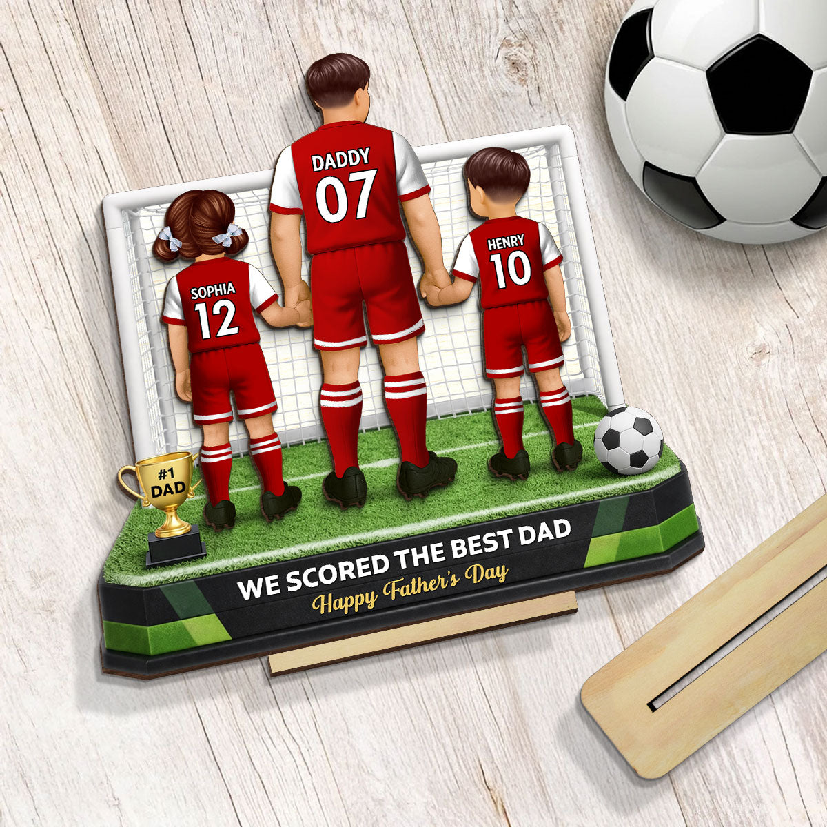 We Scored The Best Dad Soccer - Personalized 2-Layered Wooden Plaque - Heartfelt Gift For Soccer Dad, Gift For Husband