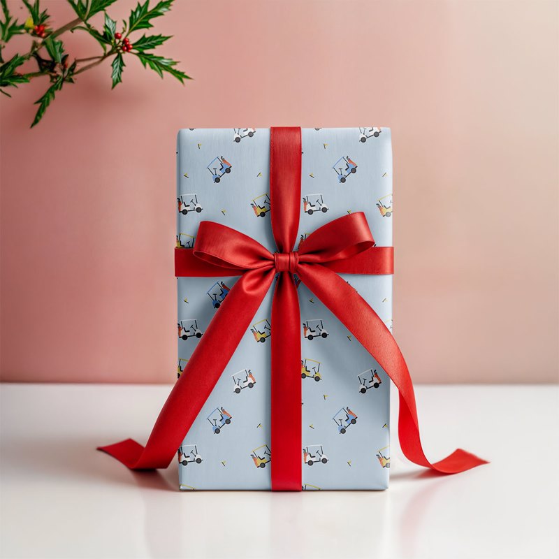 Blue Golf Cart Gift Wrapping Paper