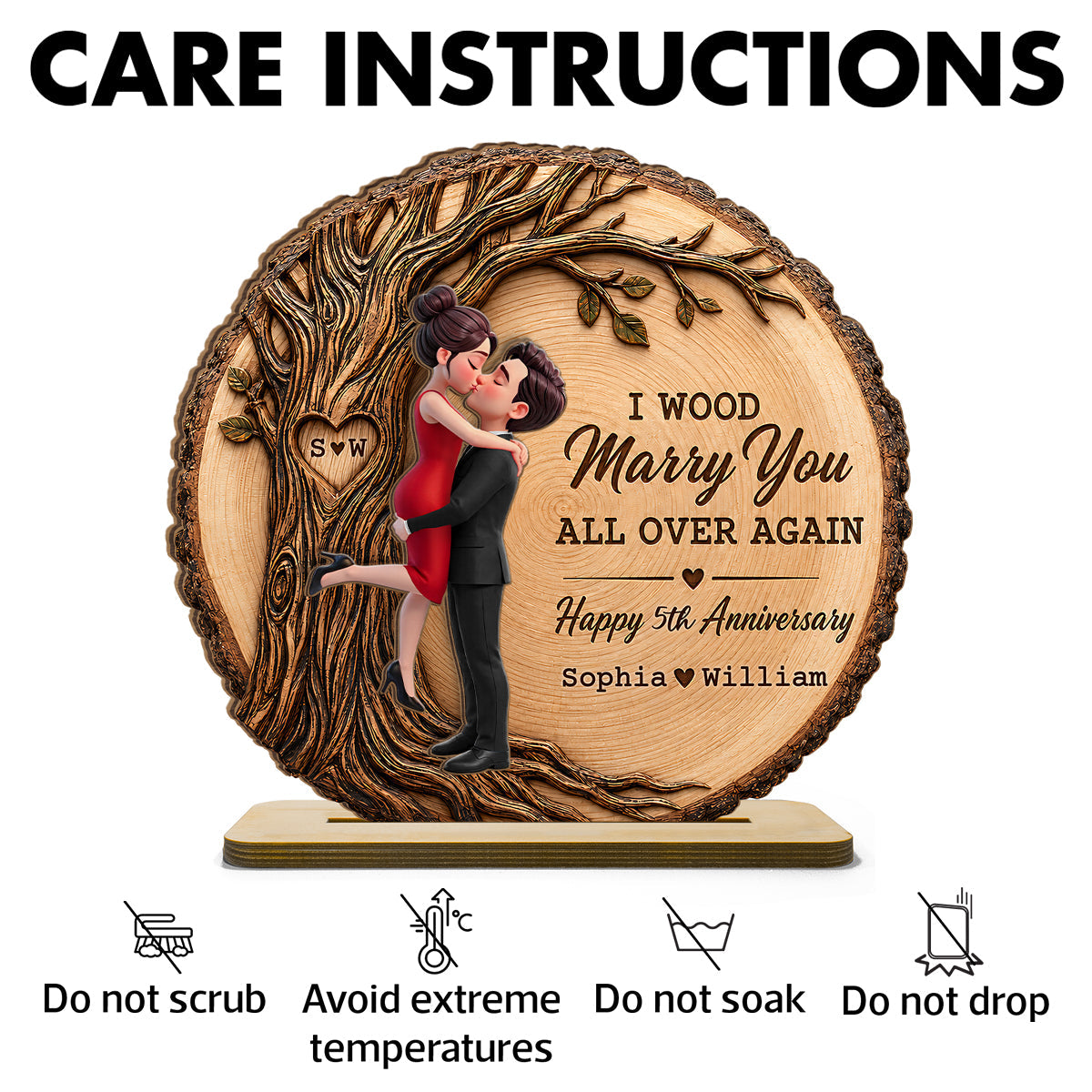 I Would Marry You All Over Again - Personalized 2-Layered Wooden Plaque - Couple Anniversary Gift for Her, for Him