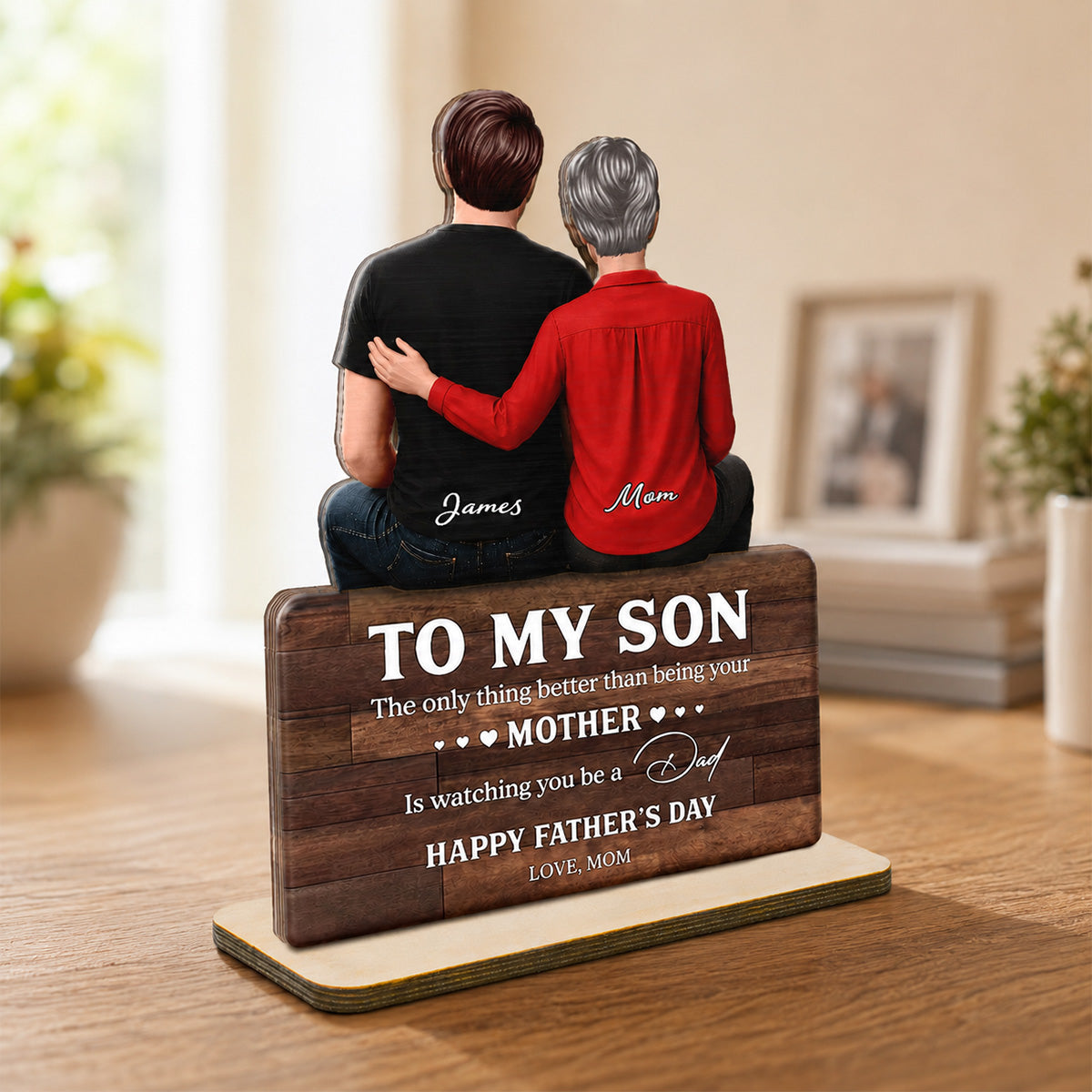 To My Son Happy  2D Flat - Personalized Wooden Plaque - Heartfelt  Gift For Son