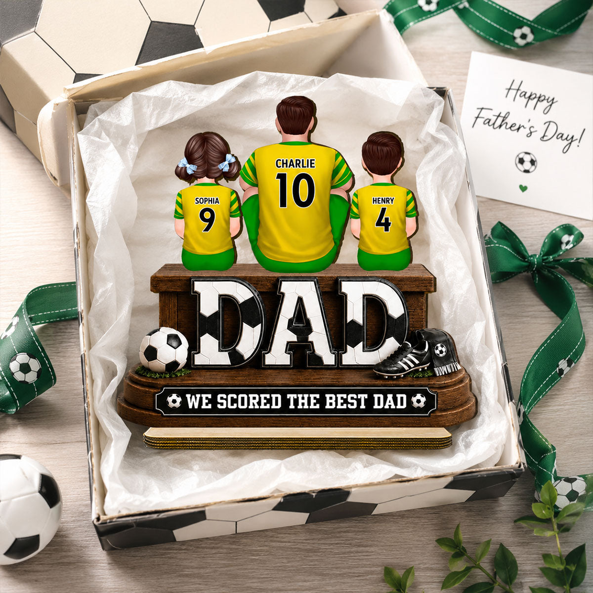 Trending Soccer Dad We Scored The Best Dad - Personalized 2-Layered Wooden Plaque - Gift For Dad, Husband, Soccer Lovers