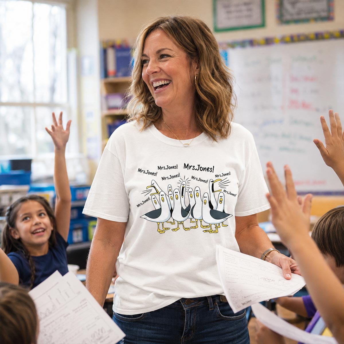 Funny Seagulls Calling Teacher - Personalized Shirt - Funny Gift For Teachers, Appreciation Gift