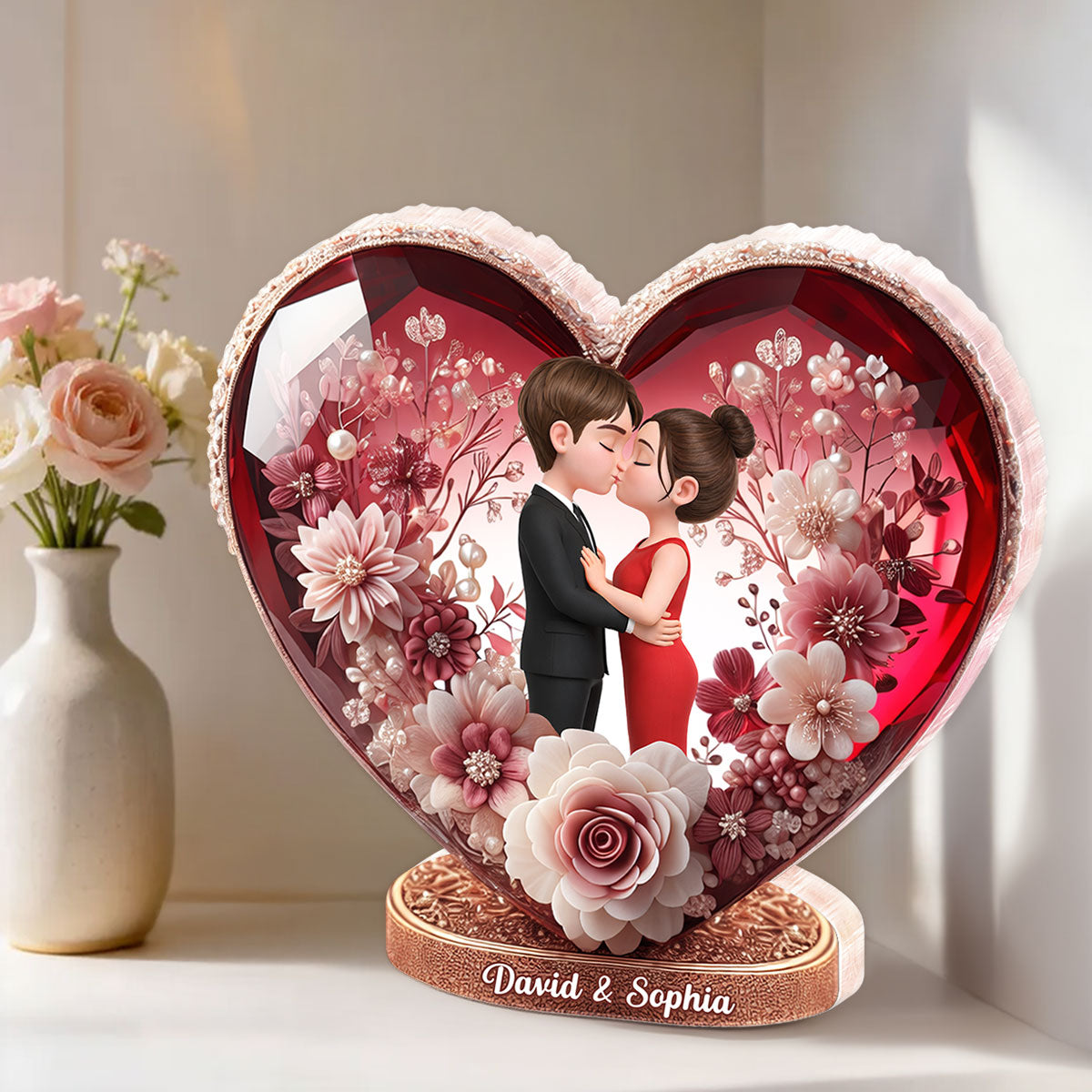 Eternal Love Heart - Personalized Acrylic Block Plaque - Anniversary, Valentine's Day Gift, Gift For Him, Gift For Her